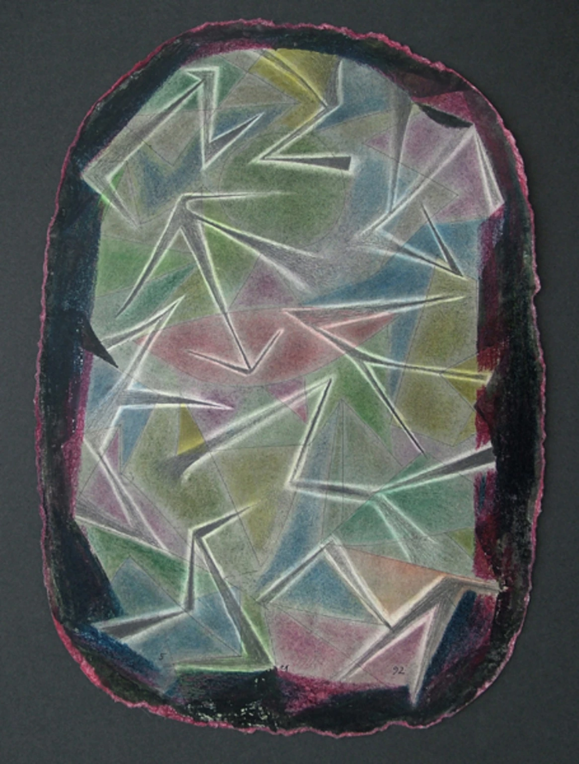 Lebegő, 1992 - vegyes technika, papír, 41 x 30 cm