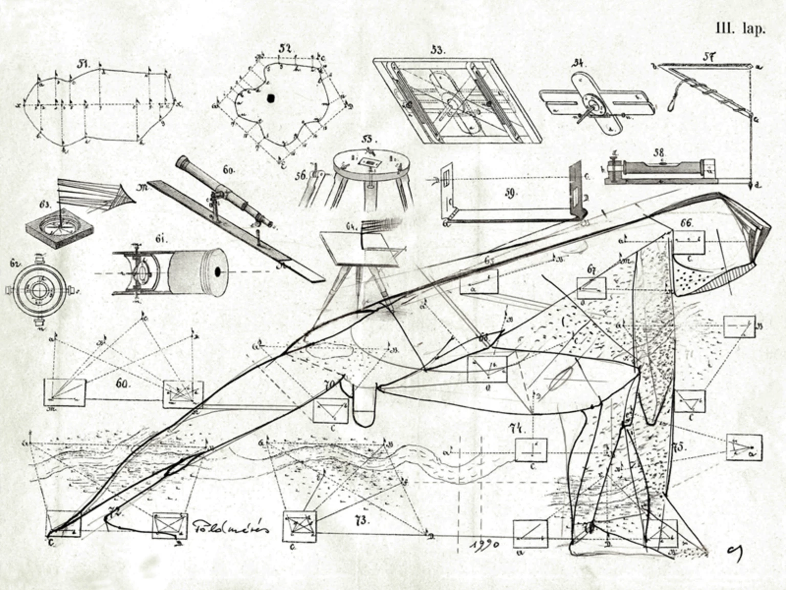 Survey II., 1990 - paper, clack ink, 21 x 27,4 cm