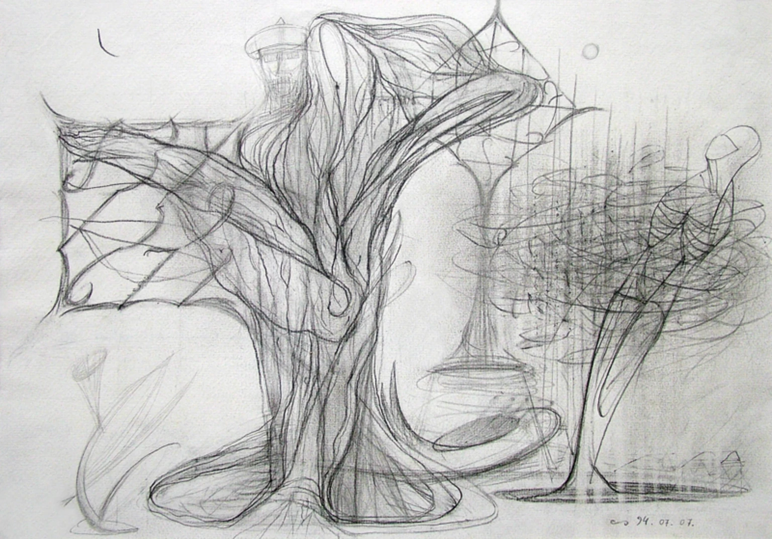 Négy rajz a ceglédi városháza szobraihoz IV., 1994 - papír, ceruza, 28 x 40 cm