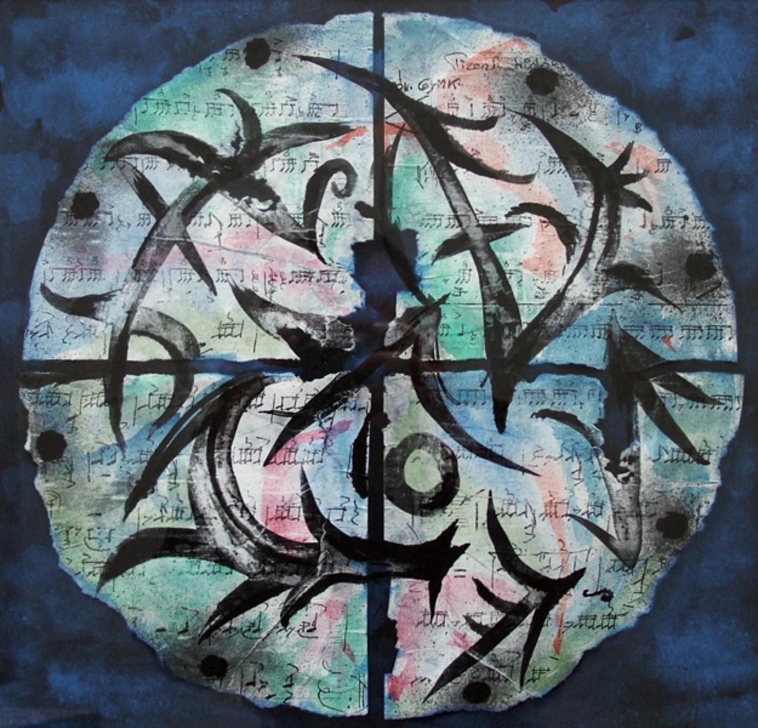 In memory of drummers, 1996 - paper, clack ink, aquarel, 38 x 38 cm