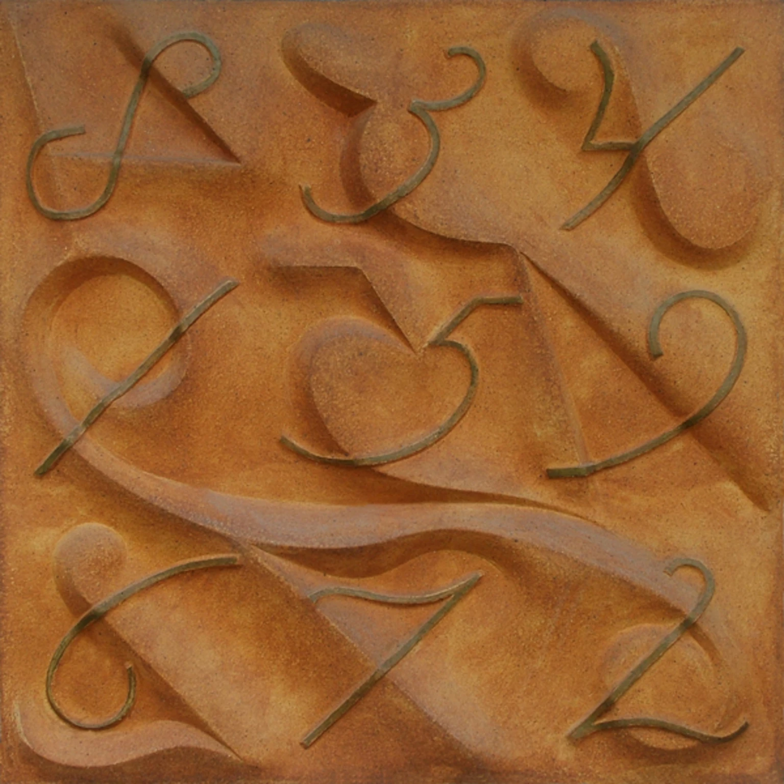 Számok, 2002 - pirogránit, 100 x 100 cm
