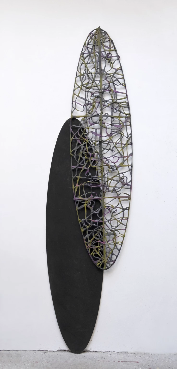 The Carbon Age (2023-2024) 6., 2024 - painted CFCM composite, wood, 240 x 60 x 8 cm